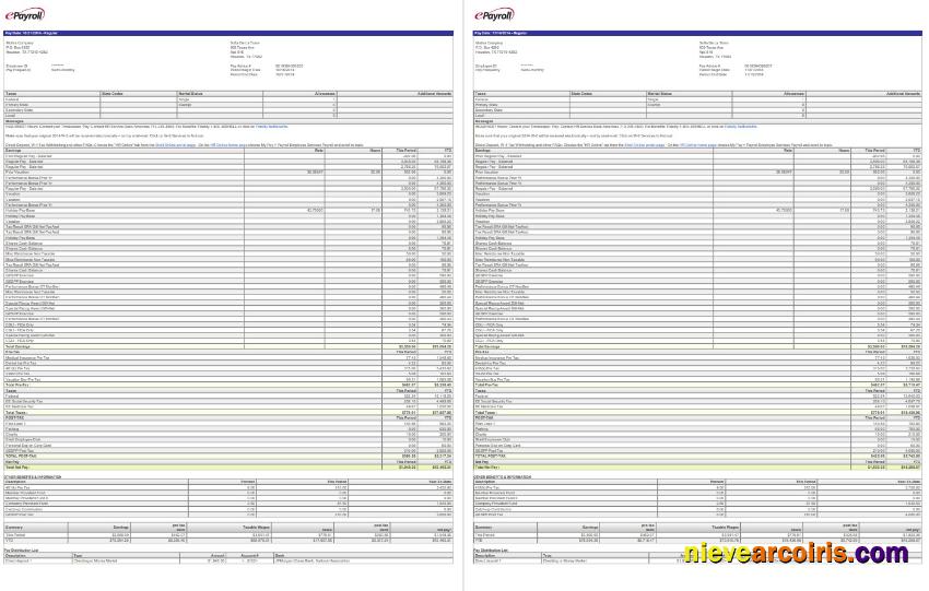 Epayroll Motiva company pay stub